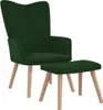 vidaXL Poltrona relax con sgabello in velluto verde scuro Anteprima dell’immagine prodotto 8