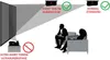 Diagram showing different projector throw distances and placement options in a home theater setting. Produktbild-Vorschau