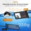 A waterproof phone case floating in water, with text highlighting its buoyancy. Produktbild-Vorschau