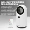 A white ceramic heater and remote control are shown against a light gray background, with marketing text on the left. Náhľad obrázku produktu