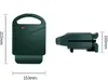 Two views of a dark green toaster with dimensions indicated by measurement lines and text. Náhled obrázku produktu