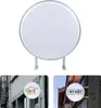A collage showing a round LED light box sign, and two examples of the sign mounted on buildings. Náhled obrázku produktu