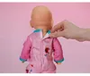 BABY born roze rompertje met blauwe details en een schattig Productafbeelding-voorbeeld 5