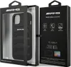 A black product box for an AMG branded iPhone case, with the case visible through a clear window on the front. Produktbild-Vorschau