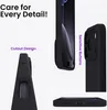 Collage of images showing a black phone case with text highlighting its features. Anteprima dell’immagine prodotto