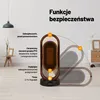 A space heater is shown with safety features highlighted by text and graphics. Podgląd zdjęcia produktu