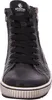 A front view of a black high-top sneaker. Voir les images du produit