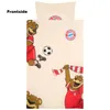 A bedding set featuring cartoon bears playing soccer, with FC Bayern München logos. Podgląd zdjęcia produktu