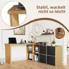 An L-shaped desk with storage compartments and drawers, set up in a home office environment. Podgląd zdjęcia produktu