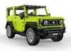 A lime green toy Suzuki Jimny car made of building blocks, shown from a three-quarter front angle against a white background. Voir les images du produit