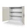 An open white metal cabinet with three shelves against a white background. Podgląd zdjęcia produktu