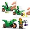 A collage of images showing a LEGO dinosaur motorcycle toy and a LEGO minifigure. Produktbild-Vorschau