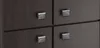 A close-up view of four drawer pulls on a dark wood dresser. Podgląd zdjęcia produktu