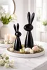 2tlg. Hase LOTIS schwarz aus Holz Holzhase moderne Produktbild-Vorschau 2