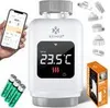 A smart home thermostat and its accessories are displayed against a white background. Produktbild-Vorschau