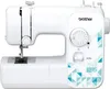 A white Brother sewing machine with blue and teal geometric patterns on the side. Podgląd zdjęcia produktu
