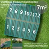 A set of trapezoidal metal sheets laid out on grass, numbered 1-12, with two smaller inset images showing the product in use. Voir les images du produit