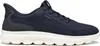 A side view of a navy blue Geox men's sneaker with a white sole. Voir les images du produit