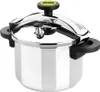 A stainless steel pressure cooker is shown against a white background. Anteprima dell’immagine prodotto