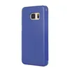 A blue flip cover case for a smartphone, shown from the back and side. Produktbild-Vorschau