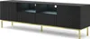 A black TV cabinet with a textured front and gold metal legs, shown against a white background. Podgląd zdjęcia produktu