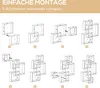 Diagrams showing the assembly steps for a modular shelving unit. Voir les images du produit