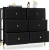 A black fabric dresser with six drawers and gold handles is shown against a white background. Produktbild-Vorschau