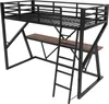 Lit mezzanine 90x200 cm avec éclairage LED, bureau, Voir les images du produit 9