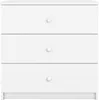 A white dresser with three drawers, each with a round knob. Náhled obrázku produktu