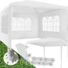A white gazebo tent and its accessories are displayed on a grassy surface. Náhled obrázku produktu