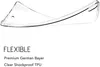 A clear, flexible phone case is shown bent to demonstrate its flexibility, with text describing its features. Produktbild-Vorschau