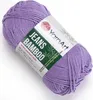 A ball of purple yarn with a label. Produktbild-Vorschau