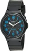 A black Casio watch with a black strap and a black dial with blue numbers and white hands. Produktbild-Vorschau