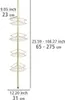 A diagram showing a telescopic corner shelf with dimensions indicated. Podgląd zdjęcia produktu