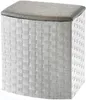 A studio shot of a woven storage basket with a lid. Podgląd zdjęcia produktu
