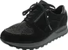 A black women's sneaker with a snakeskin-patterned toe box and a side zipper. Náhled obrázku produktu