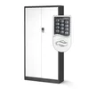 A white metal cabinet with a digital keypad lock attached to its side, shown against a white background. Anteprima dell’immagine prodotto