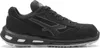 A black and gray safety shoe is shown against a white background. Voir les images du produit