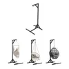 A product image showing a black metal stand for a hanging chair, with three different hanging chairs shown attached to similar stands in the lower part of the image. Podgląd zdjęcia produktu