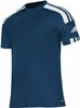 A navy blue Adidas t-shirt with white stripes on the shoulders and sleeves. Voir les images du produit
