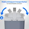 A close-up of the top of a portable cooler box, showing its adjustable lid mechanism and a lock icon. Produktbild-Vorschau