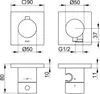 Technical drawing with dimensions of a bathroom fixture. Produktbild-Vorschau