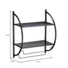 A black metal wall-mounted shelf with two tiers and a towel bar. Produktbild-Vorschau