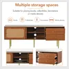 OKWISH Meuble TV avec 2 Portes Coulissantes Effet Rotin et Voir les images du produit 7