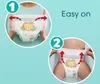 Instructions for putting on Pampers Pants, showing how to stretch the waistband. Náhľad obrázku produktu