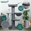 A cat tree with various features highlighted by text overlays and close-up insets. Produktbild-Vorschau