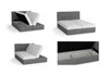A collage of four images showing a modern bed with storage, demonstrating its open and closed states. Náhľad obrázku produktu