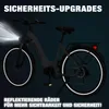 An e-bike is shown in a dark setting with reflective elements highlighted. Produktbild-Vorschau