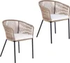 Two beige rope chairs with white cushions and black legs are shown against a white background. Produktbild-Vorschau