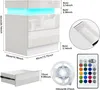 Nachttisch mit LED Licht,Weiß Hochglanz Nachtkommode mit 2 Produktbild-Vorschau 3
